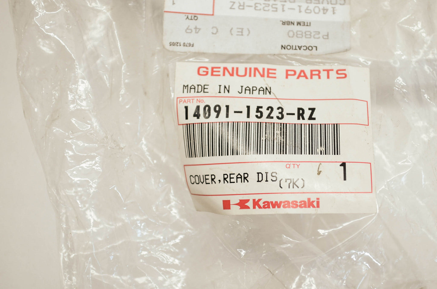 OEM Kawasaki 14091-1523-rz White Rear Disc Cover NOS
