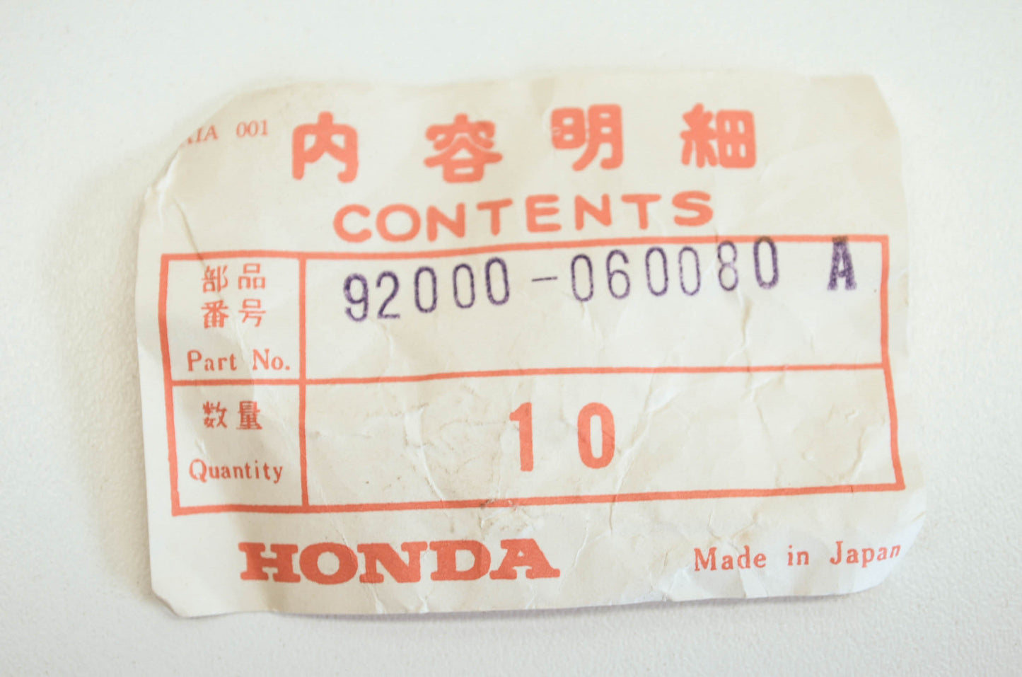 New OEM 10x Honda Hex Bolt 6x8 10 bolts in this lot NOS