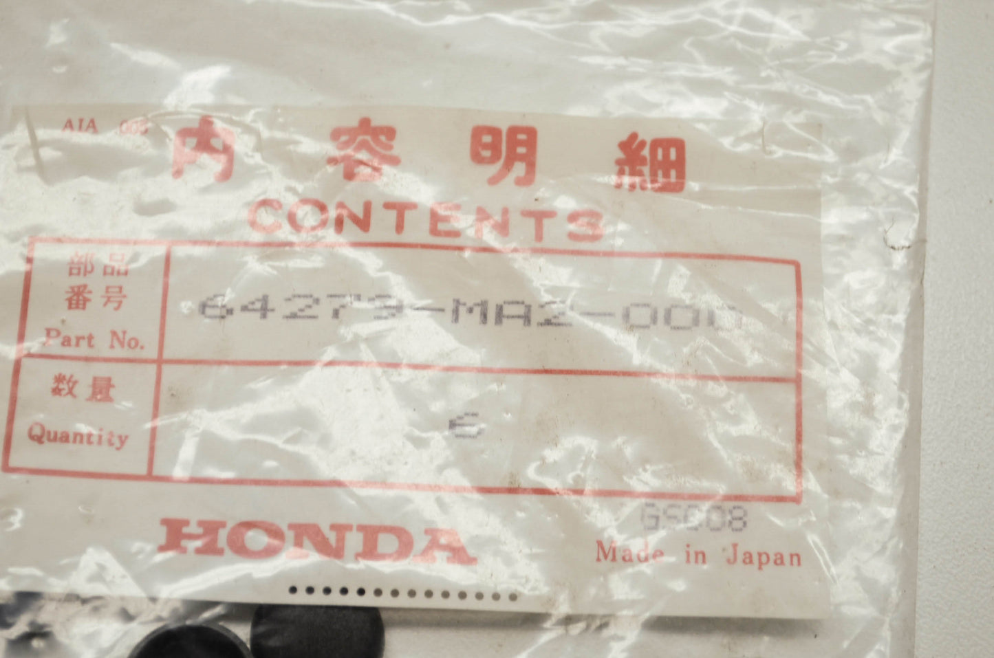 OEM Honda 64279-ma2-000 Cap Qty 6 NOS
