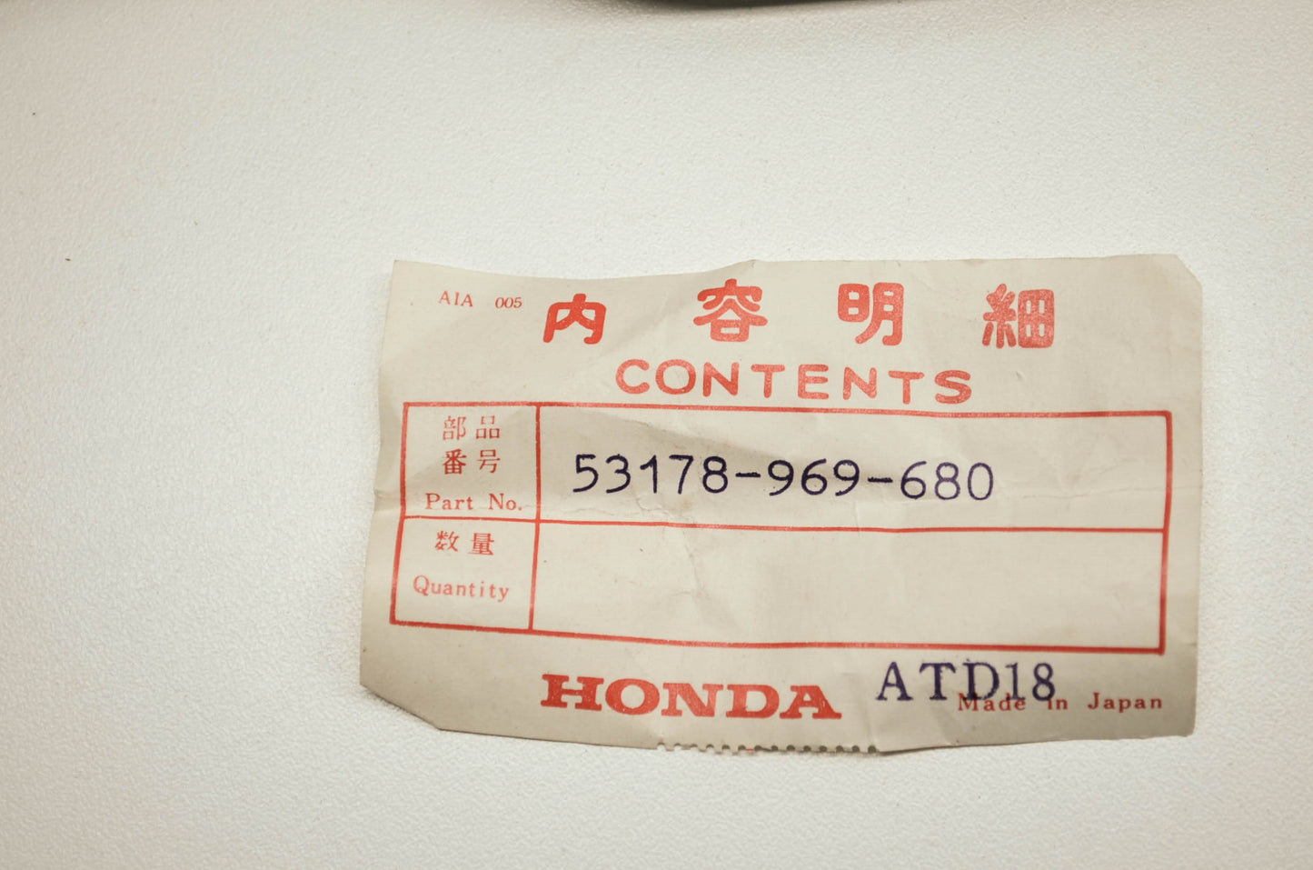 OEM Honda 53178-969-680 Left Handlebar Lever NOS