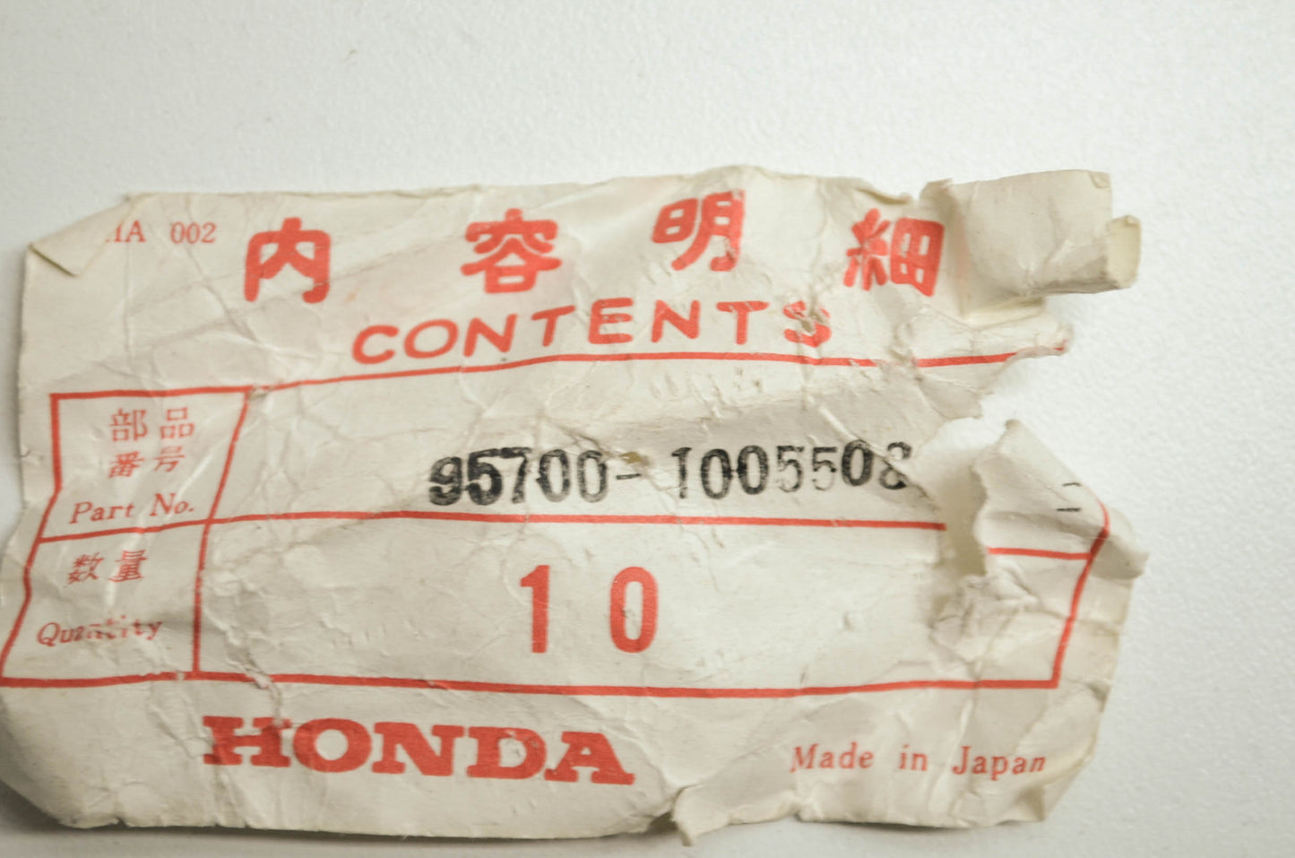 OEM Honda 95700-1005508 Flange Bolt 10X55 Qty 10 NOS