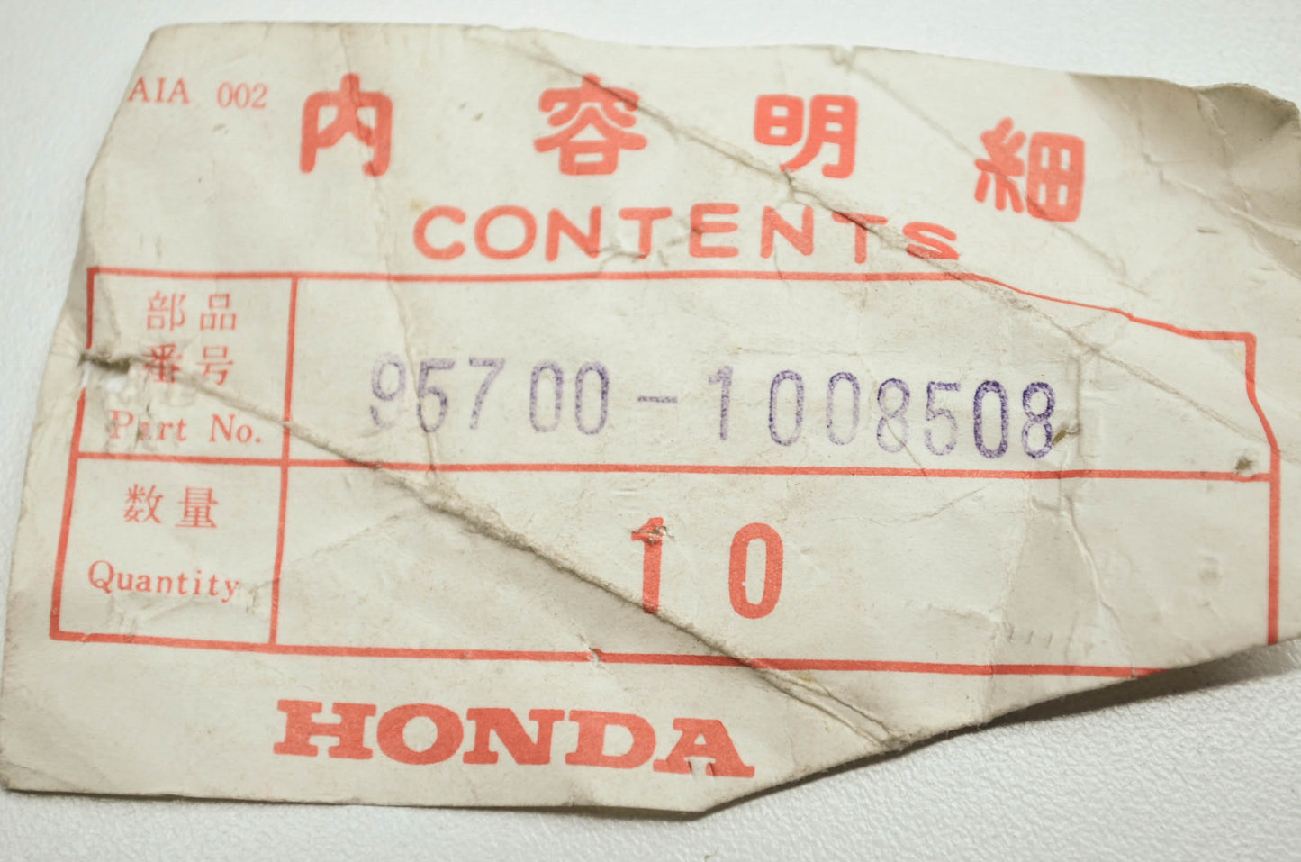 OEM Honda 95700-1008508 Flange Bolt 10X85 Qty 7 NOS