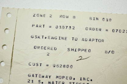 Adapter Gasket COMMERCIAL/PRO/400 NOS