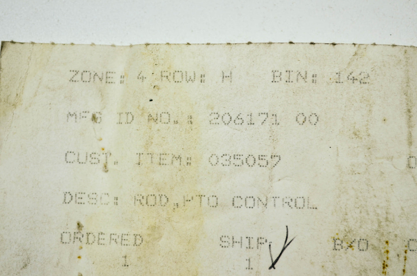 PTO Control Rod NOS