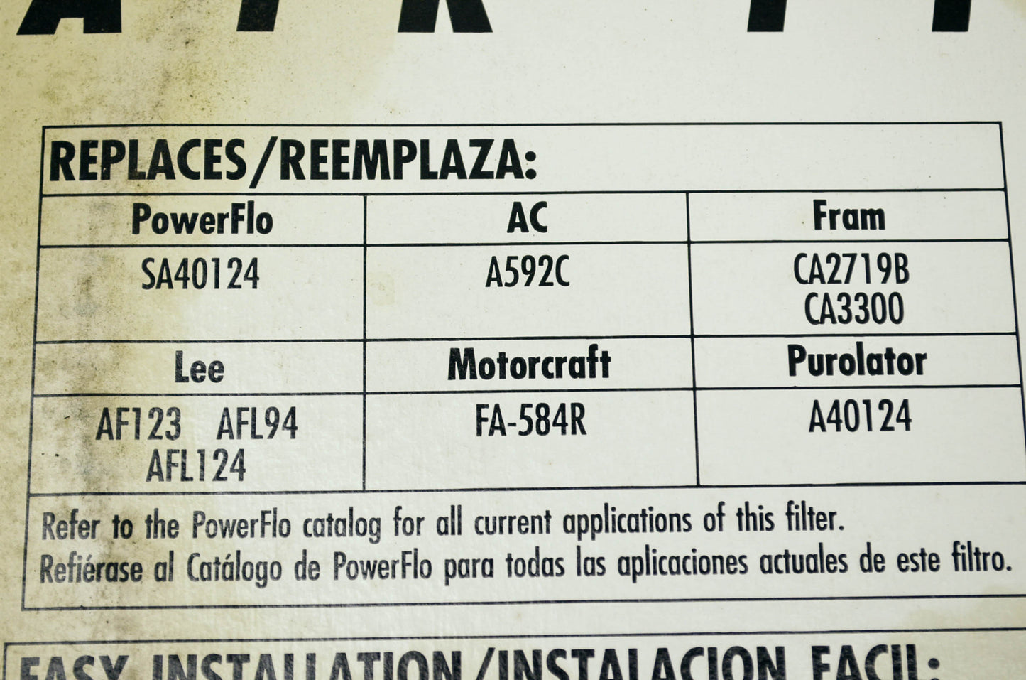 New PowerFlo Air Filter Ford Mercury Toyota NOS