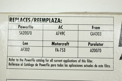 New PowerFlo Air Filter NOS