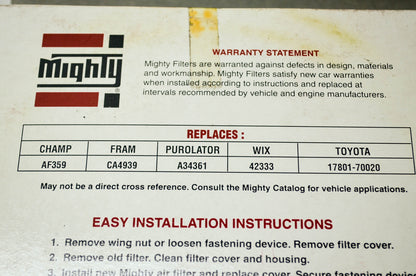 New Mighty Air Filter Replaces Champ AF359 Fram CA4939 Purolator A34361 WIX42333