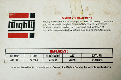New Mighty Air Filter Replaces Champ AF7836 CA7094 A14650 WIX 46108 Saturn 21000