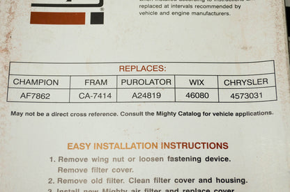 New Mighty Air Filter Replaces Champion AF7862 Fram CA-7414 Purolator A24819 WIX
