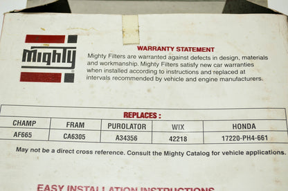 New Mighty Air Filter replaces Champ AF665 Fram CA6305 Purolator A34356 WIX 4221