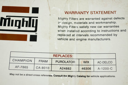 New Mighty Air Filter replaces Champion AF-7865 Fram CA-8010 Purolator A24882 WI