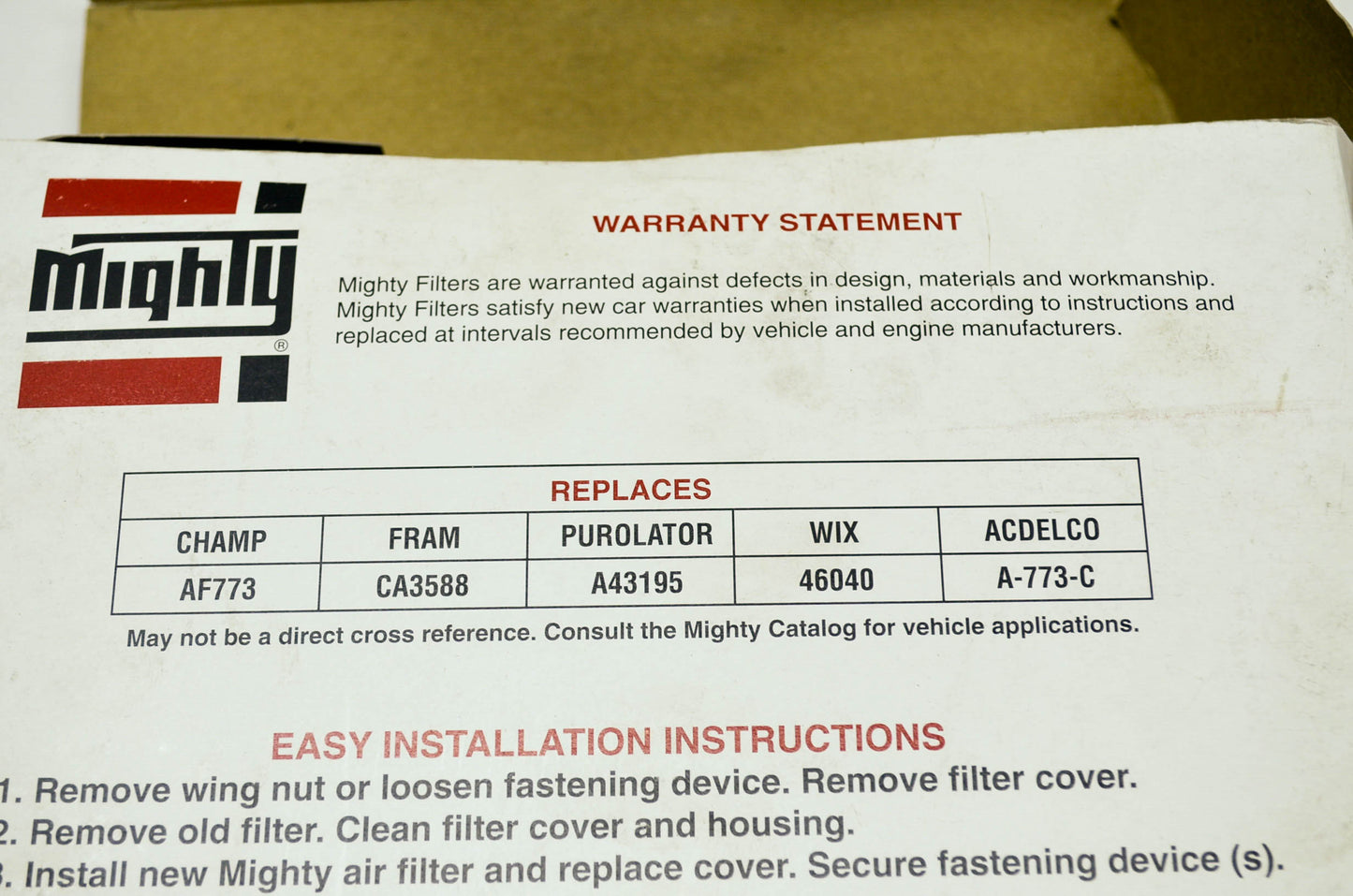 New Mighty Air Filter Replaces Champ AF773 Fram CA3588 Purolator A43195 WIX 4604