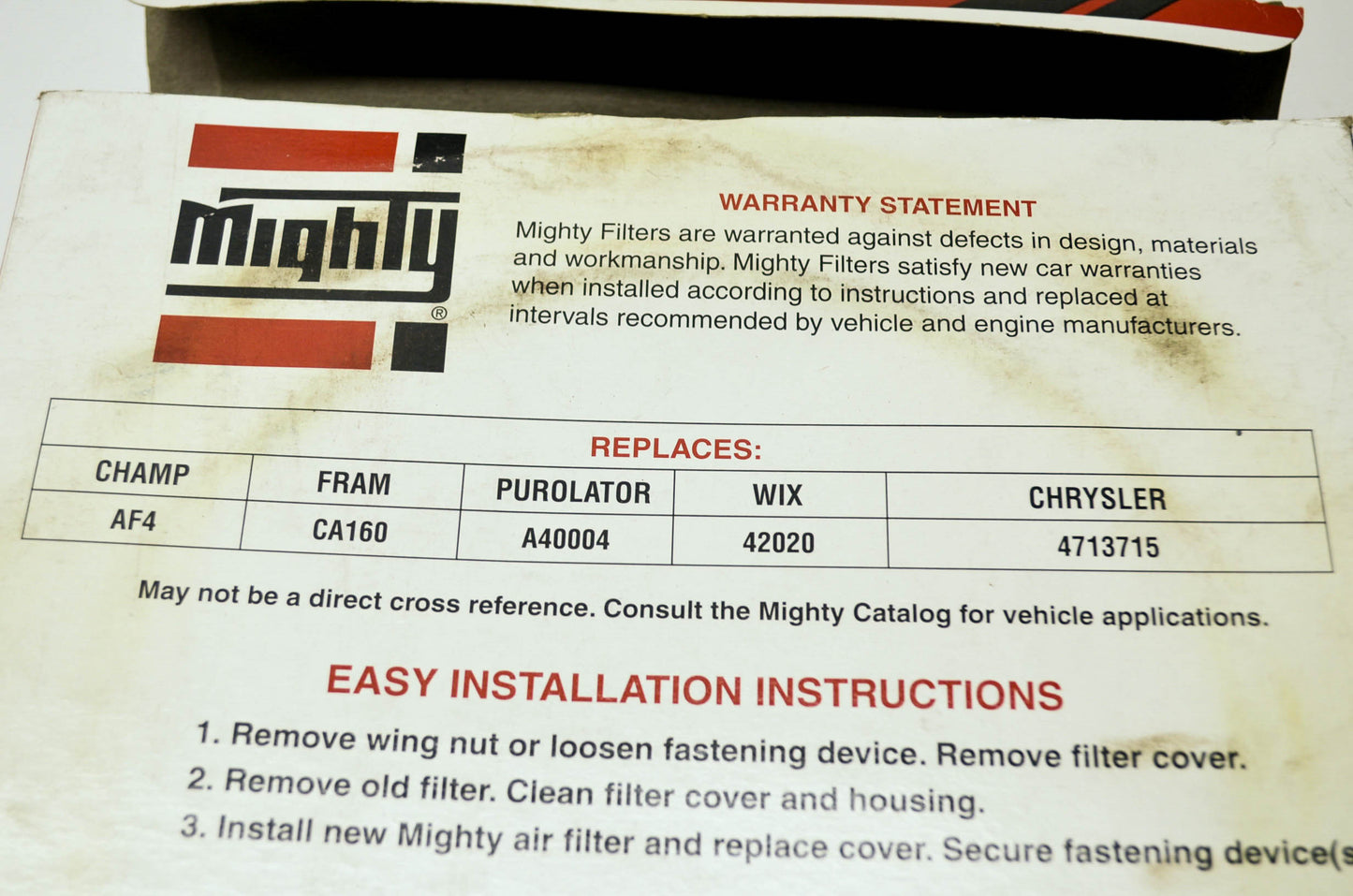 New Mighty Air Filter Replaces Champ AF4 Fram CA160 Purolator A40004 WIX 42020 C