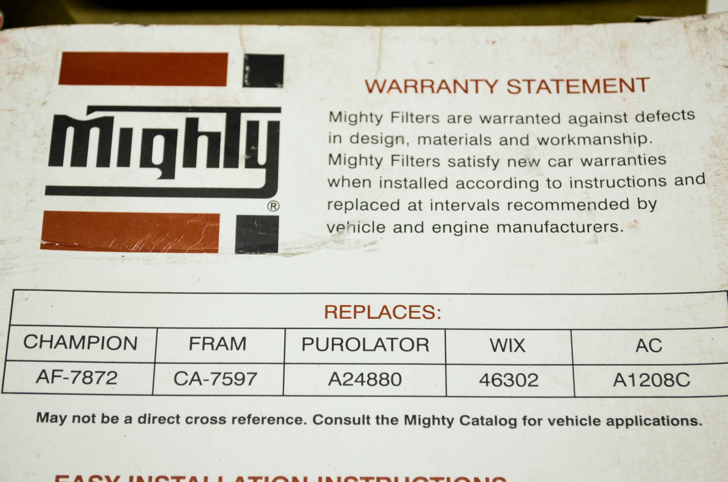 New Mighty Air Filter Replaces Champion AF-7872 Fram CA-7597 Purolator A24880 WI