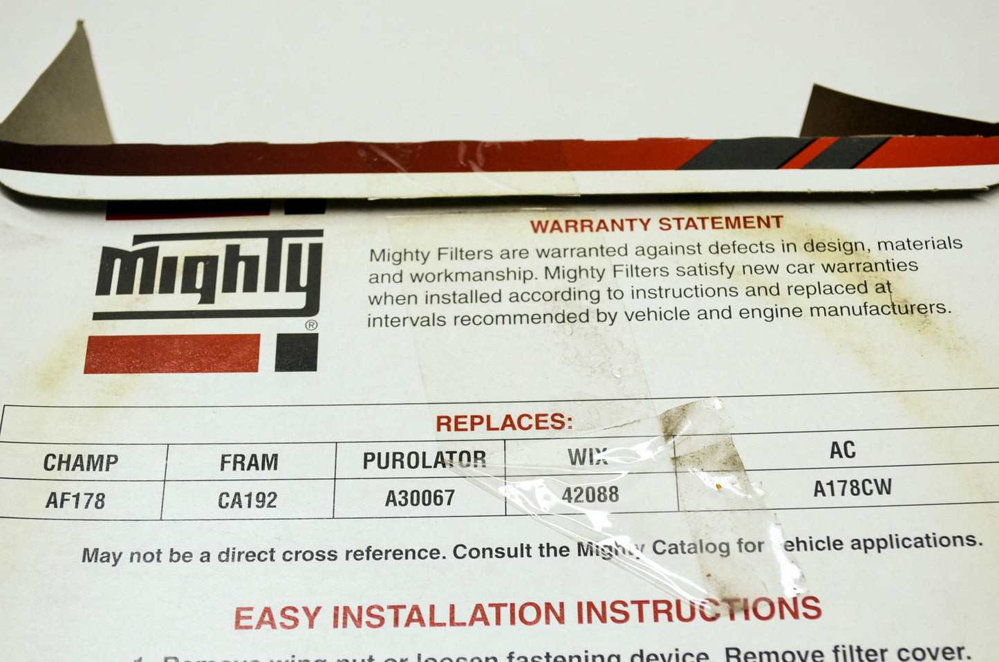 New Mighty Air Filter Replaces Champ AF178 Fram CA192 Purolator A30067 WIX 42088