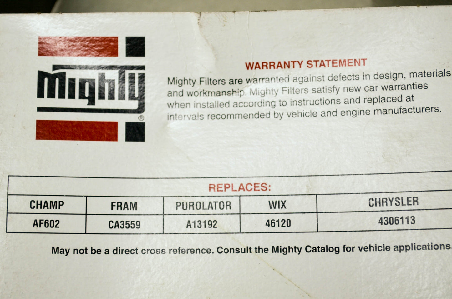 New Mighty Air Filter replaces Champ AF602 Fram CA3559 Purolator A13192 WIX 4612