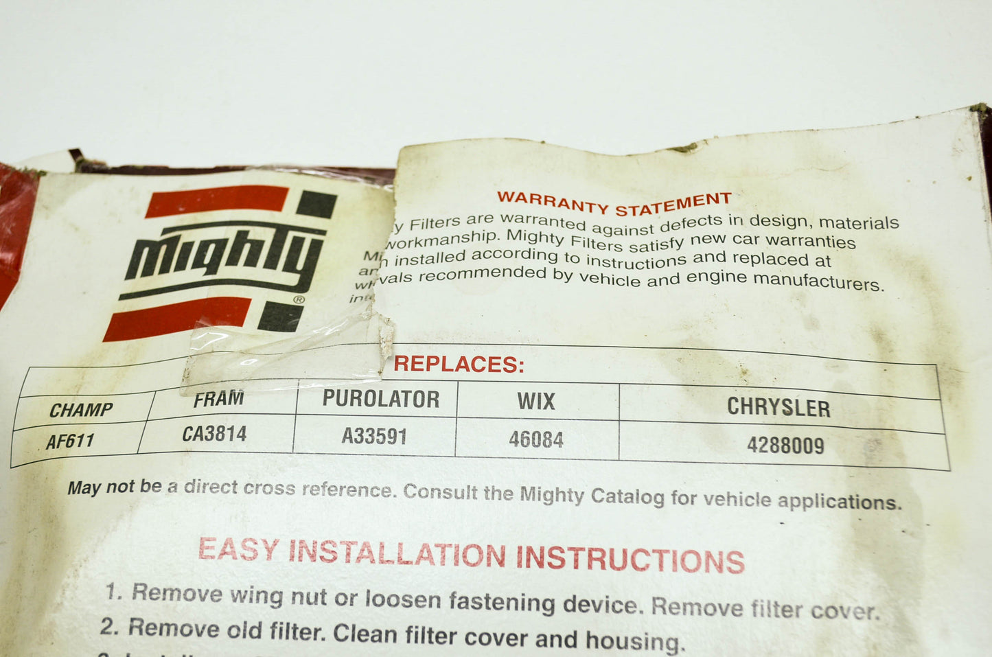 New Mighty Air Filter Replaces Champ AF611 Fram CA3814 Purolator A33591 WIX 4608