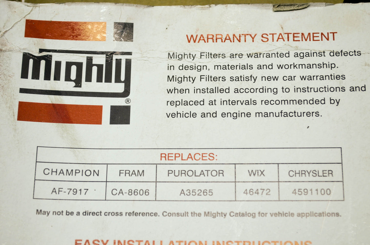 New Mighty Air Filter Replaces Champion AF-7917 Fram CA-8606 Purolator A35265 WI