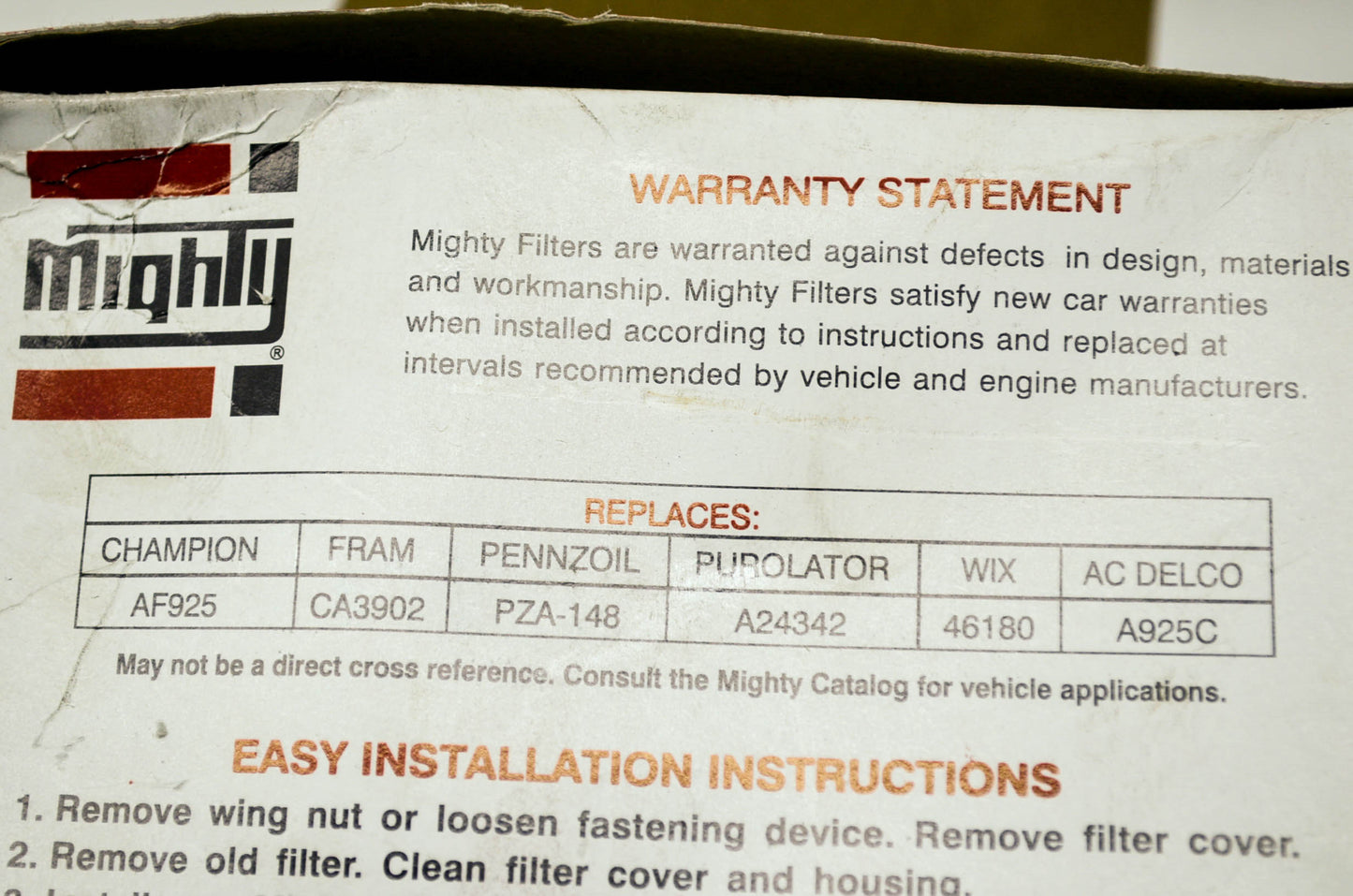 New Mighty Air Filter Replaces Champion AF925 Fram CA3902 Pennzoil PZA-148 Purol