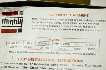 New Mighty Air Filter Replaces Champion AF925 Fram CA3902 Pennzoil PZA-148 Purol