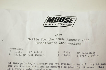 Honda 2000 Rancher TRX350 Grill NOS