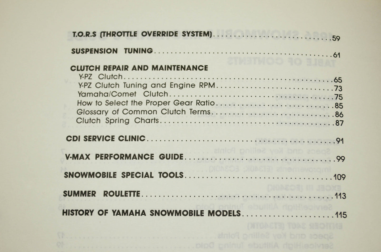 Yamaha 1986 Snowmobile Mechanic's Guide