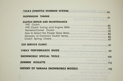 Yamaha 1986 Snowmobile Mechanic's Guide