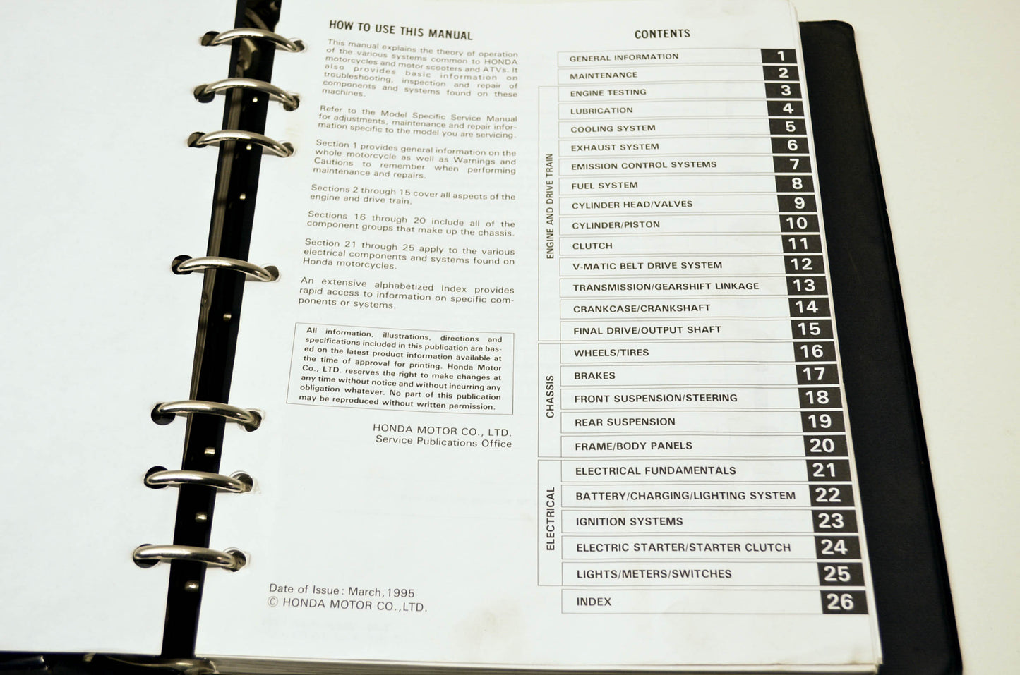 Honda 1995 Common Service Manual