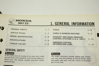 Honda 1984 NH125 Aero 125 Shop Manual