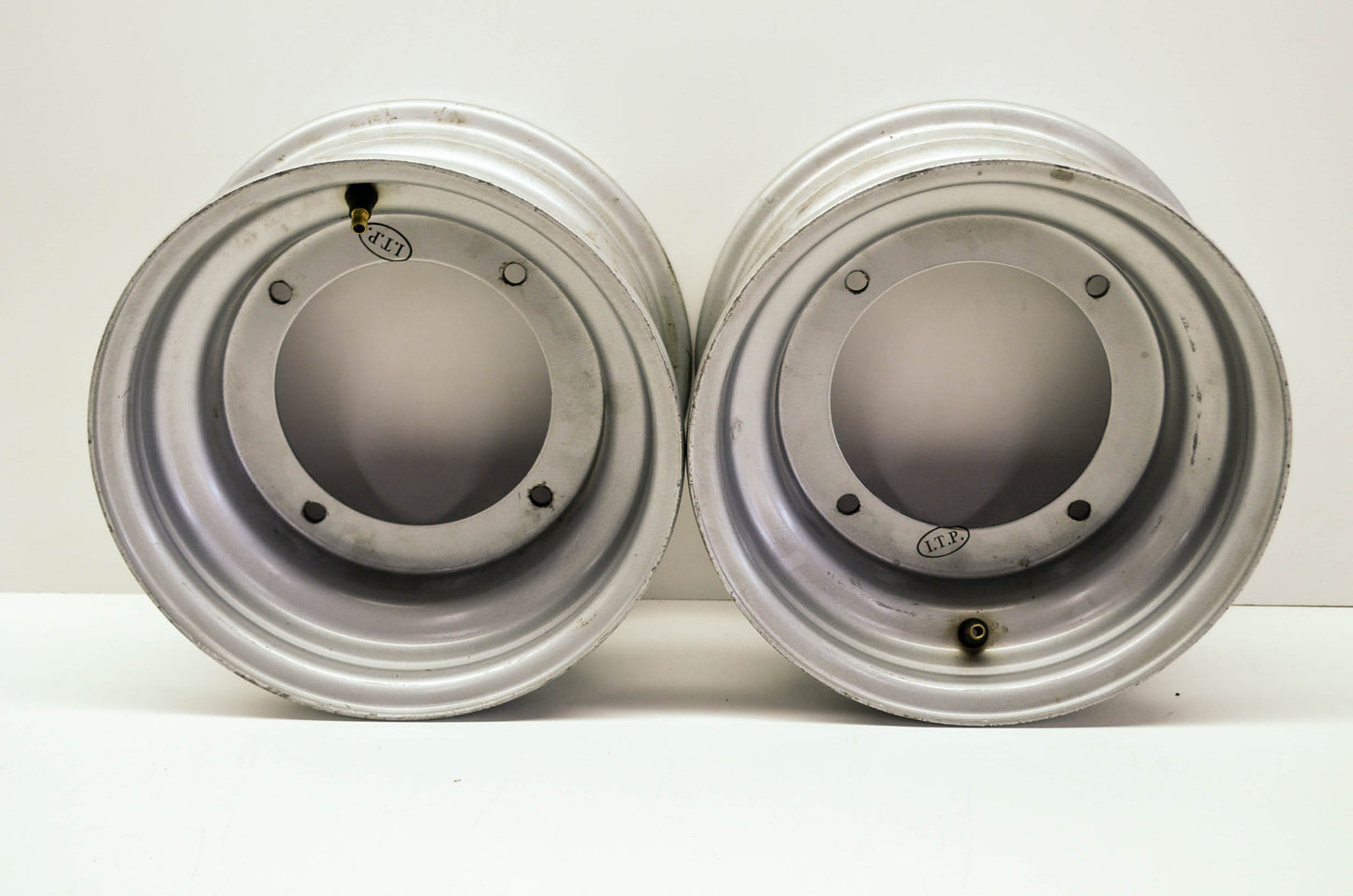 New ITP Steel Rims Pair 10X5 4/156 Silver Mojave 250 Explorer 300 Trailboss 350
