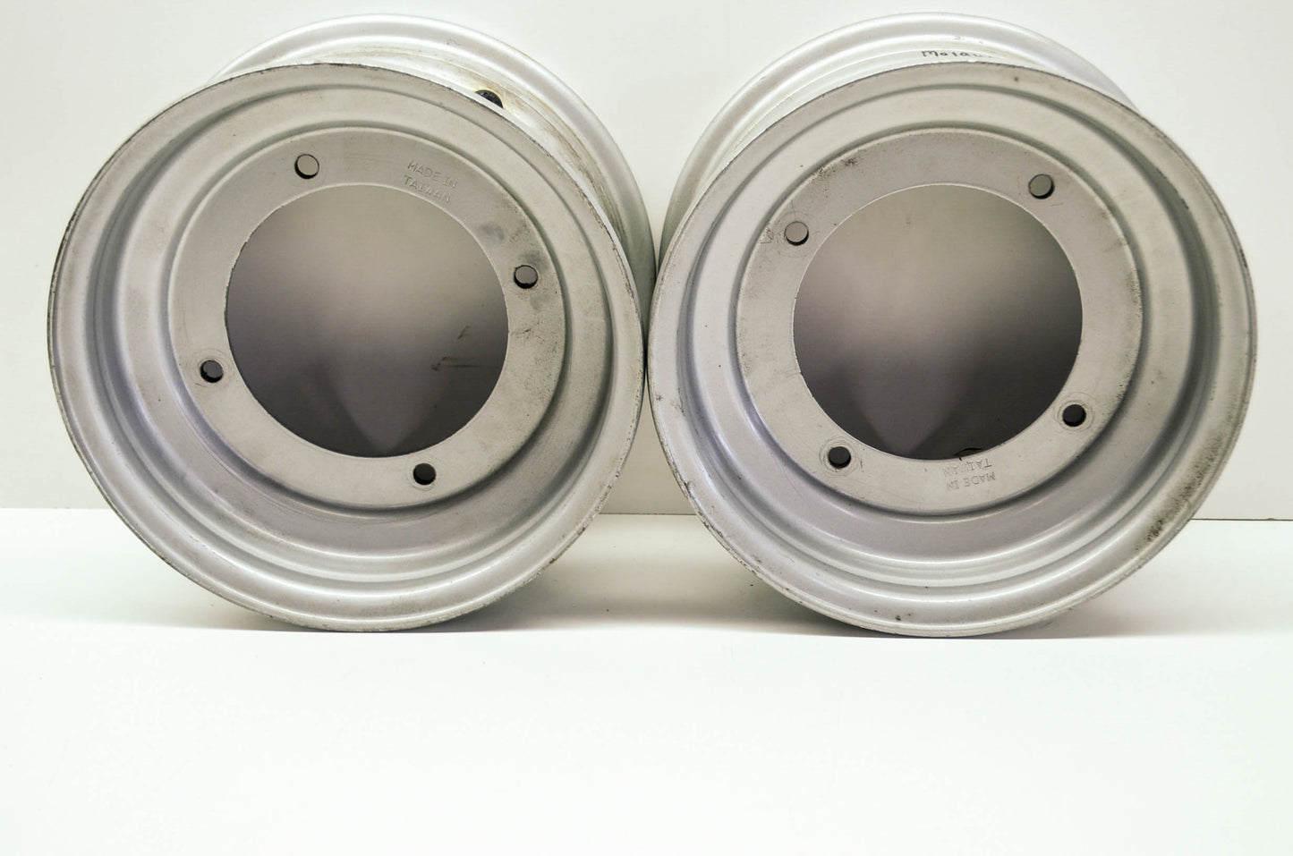 New ITP Steel Rims Pair 10X5 4/156 Silver Mojave 250 Explorer 300 Trailboss 350