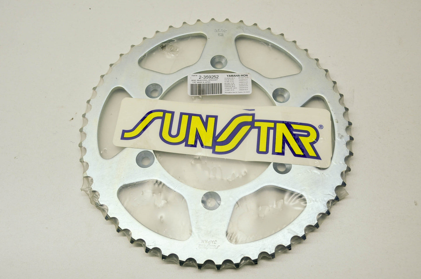 New Sunstar Sprocket 52T Yamaha YZ125 YZ250 TTR 230 WR 250 XR200 XR250 XL350 NOS
