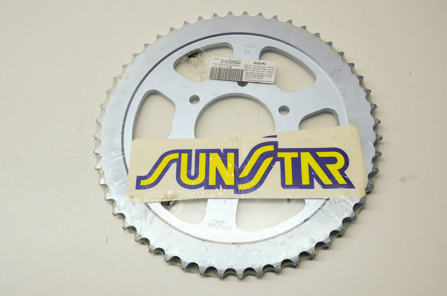 New Sunstar Rear Steel Sprocket 52T Suzuki GSX-R 1100 GSX RF 900 GSF 1200 NOS