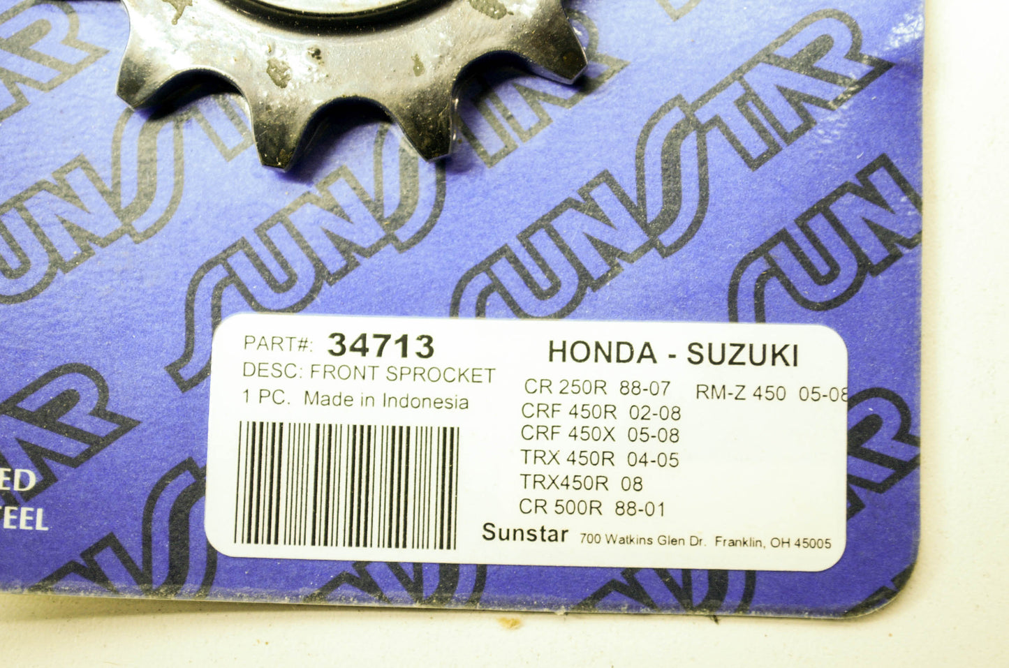 New Sunstar Front Sprocket 13T Honda CR 250 500 CRF450 TRX450 NOS