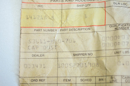 OEM Honda 53611-mb0-701 Dust Cap NOS