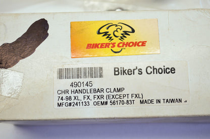 New Biker's Choice 49015 Chrome Handlebar Clamp 74-98 Xl Fx Fxr oem# 56170-83T N