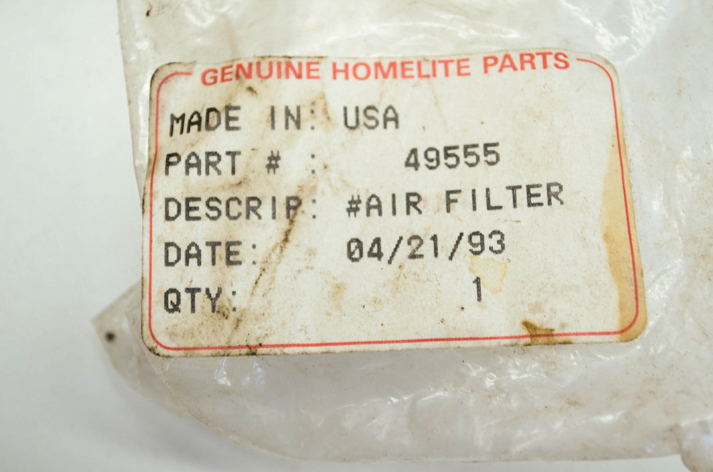 New Homelite Air Filter DM Series DM40 DM54 MP88 NOS