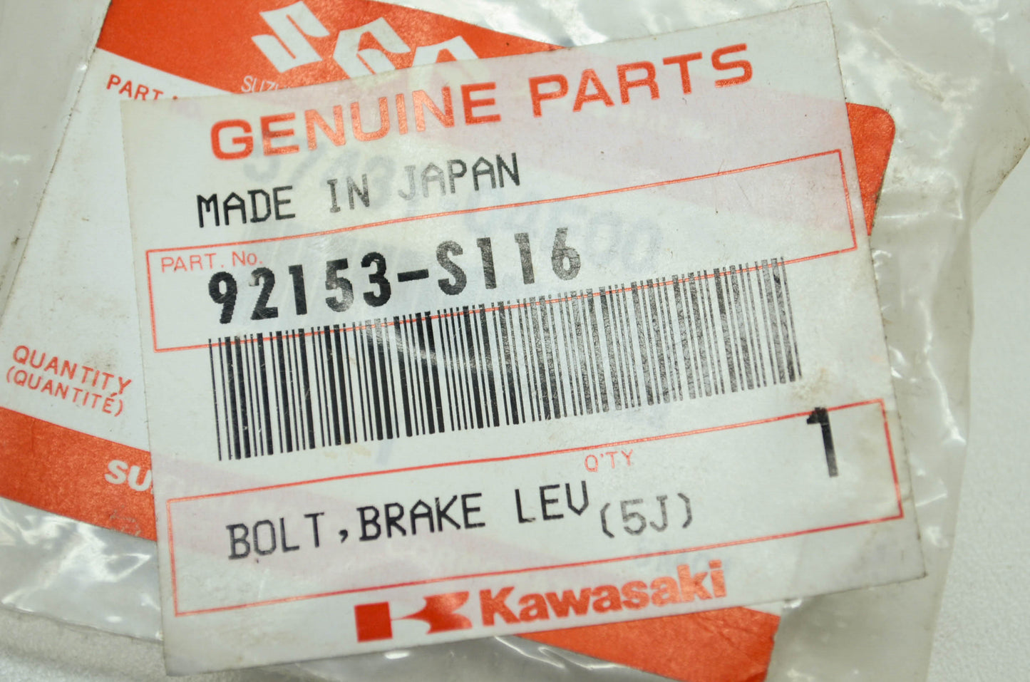 OEM Kawasaki 92153-s116 Brake Lever Pivot Bolt Qty 2 NOS