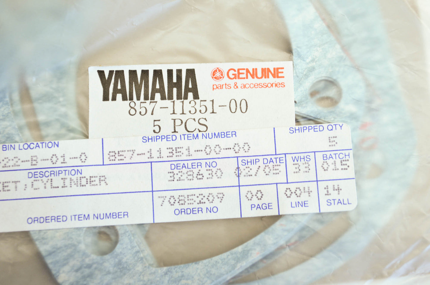 OEM Yamaha 857-11351-00-00 Cylinder Gasket NOS
