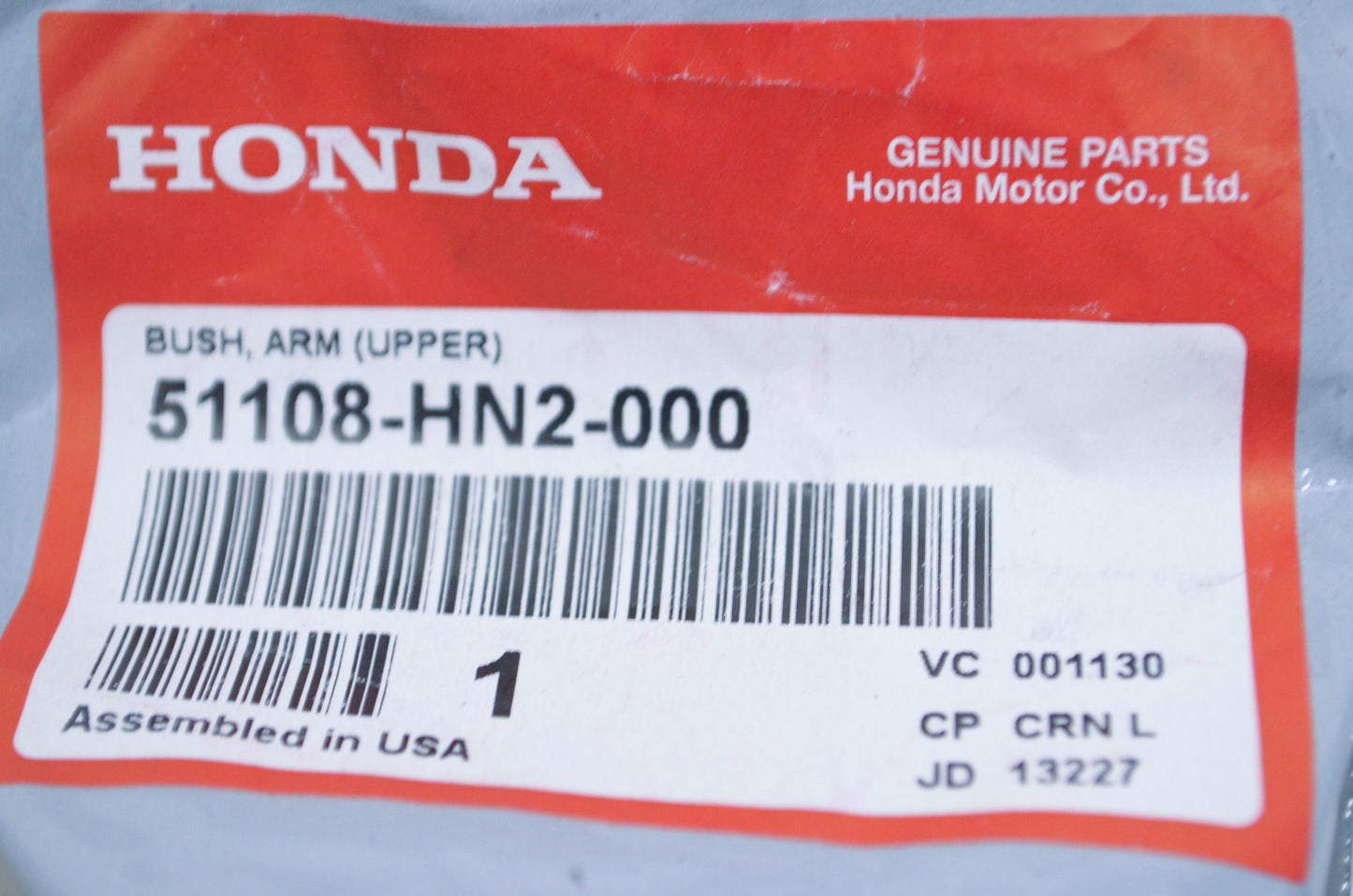 OEM Honda 51108-HN2-000 Upper Arm Bushing NOS