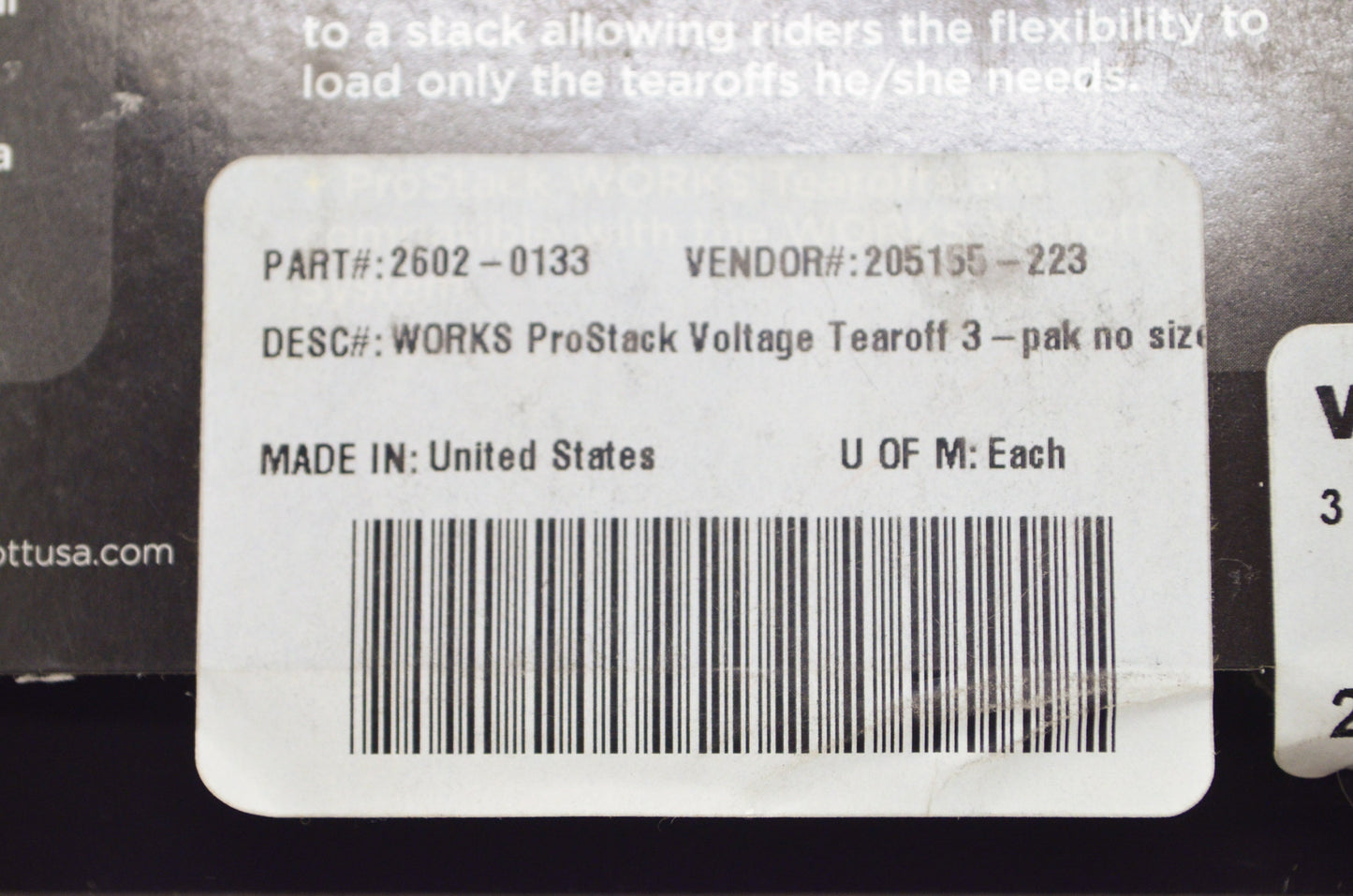 Scott 2602-0133 Tear Offs Pro Stack Lens Qty 9 NOS