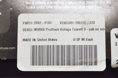Scott 2602-0133 Tear Offs Pro Stack Lens Qty 9 NOS