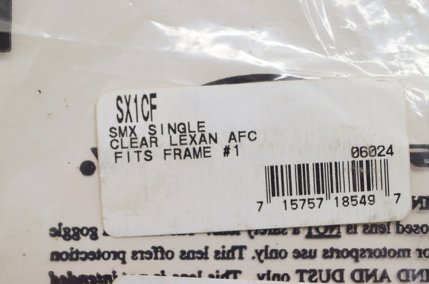 SMX Roll Off Clear AFC Frame Replacement NOS