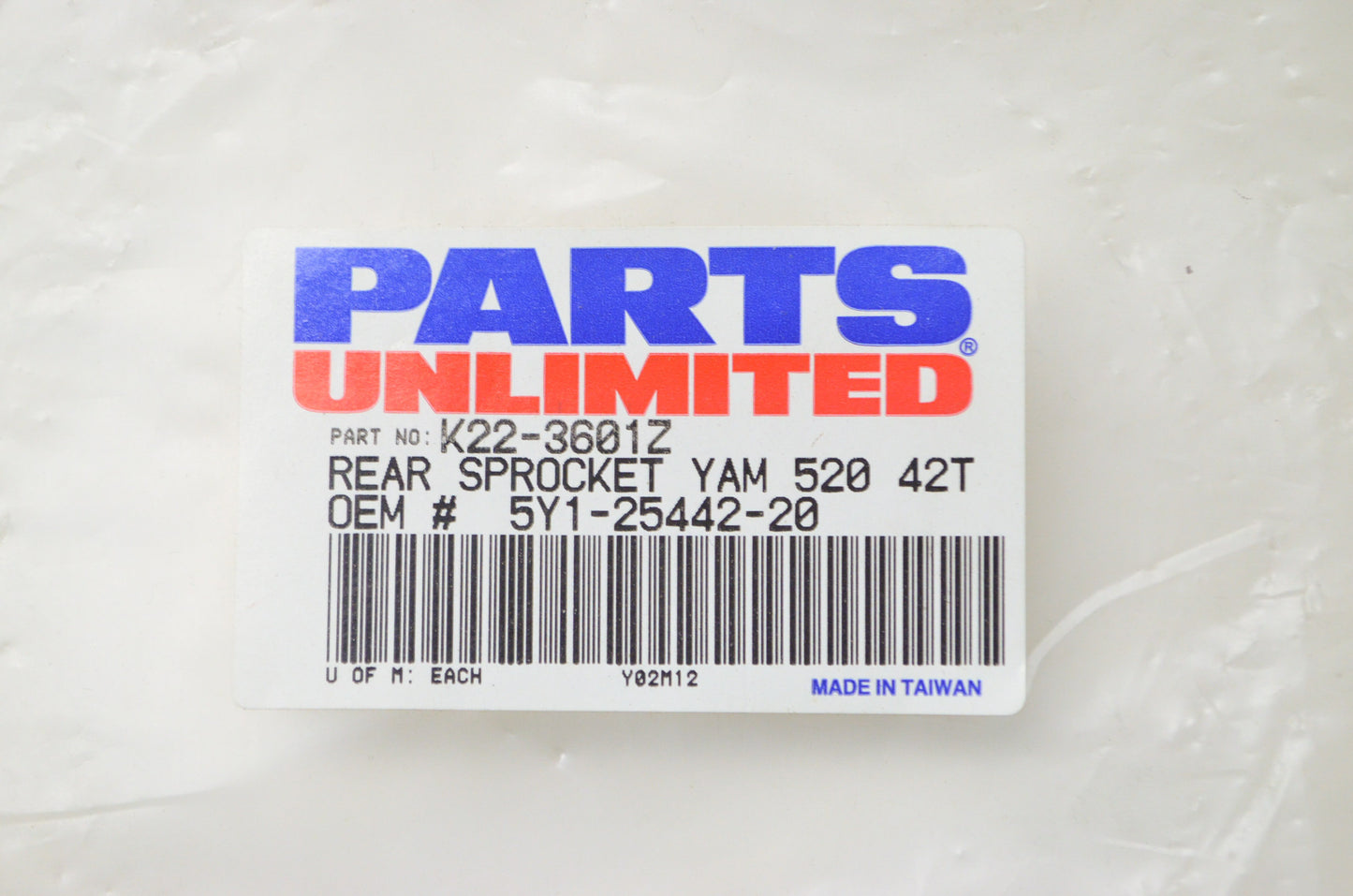 Parts Unlimited K22-3601Z Rear Sprocket NOS