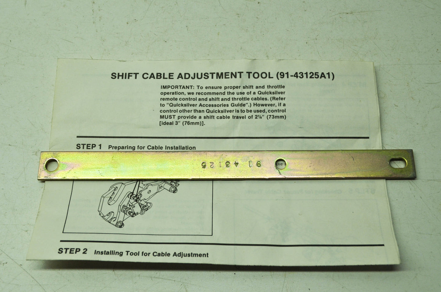 NEW Quick Silver Mercury Shift Cable Adjustment tool 91-43125A1 NOS