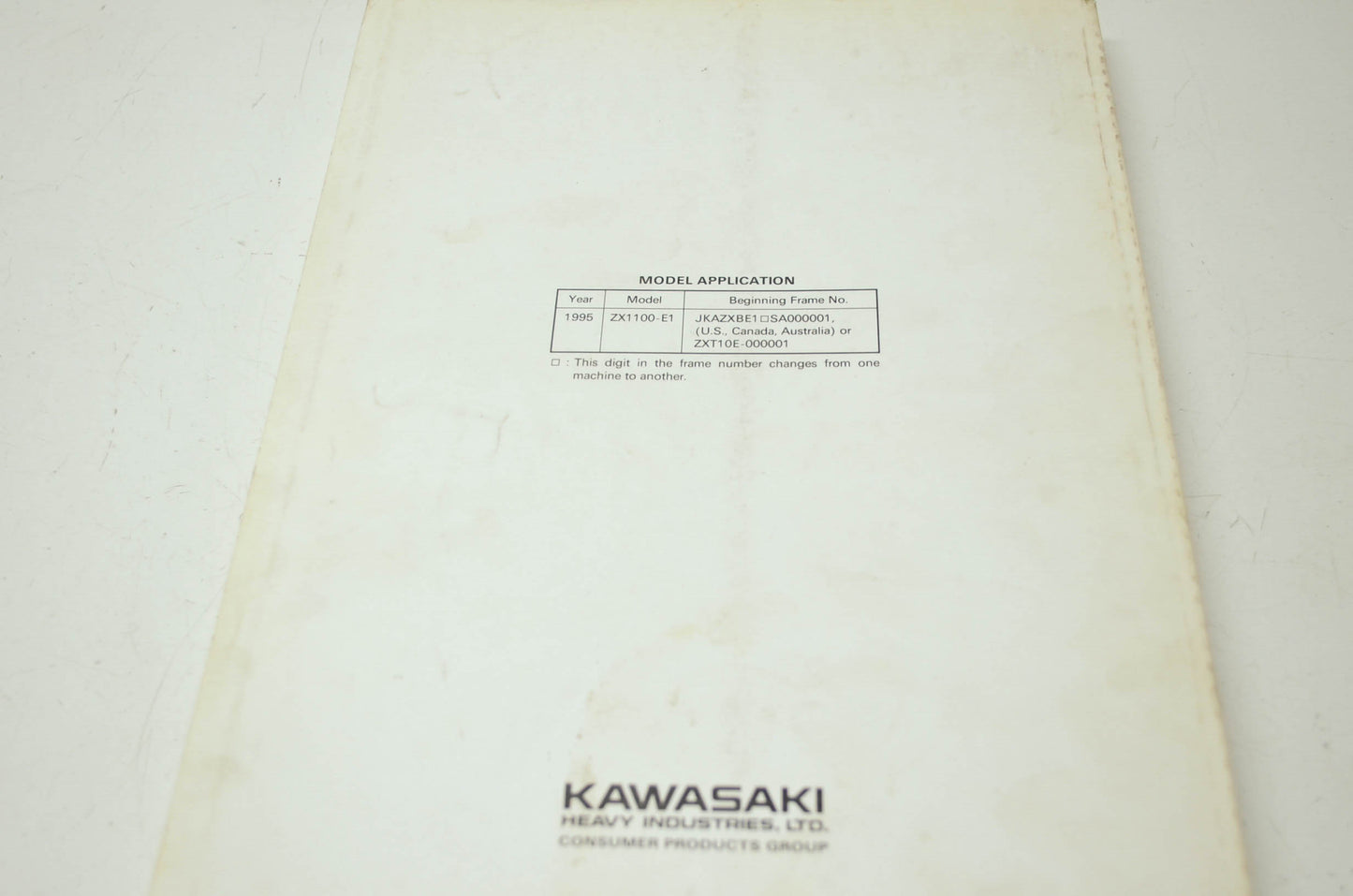 OEM Kawasaki 99924-1182-01 Service Manual ZX1100E