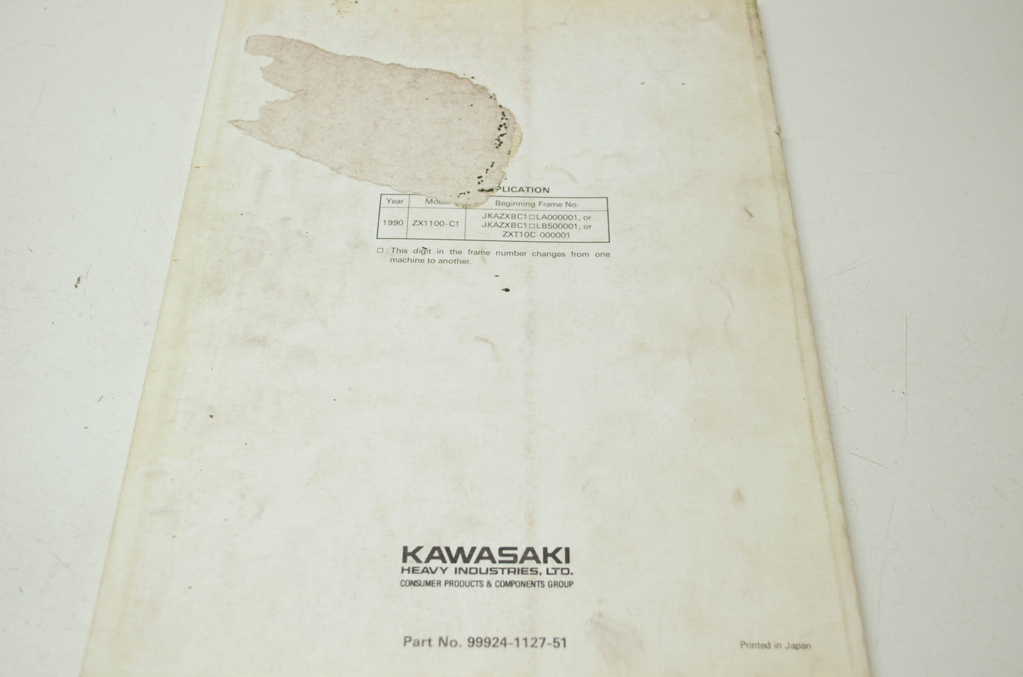 OEM Kawasaki 99924-1127-51 Service Manual Supplement ZX1100C