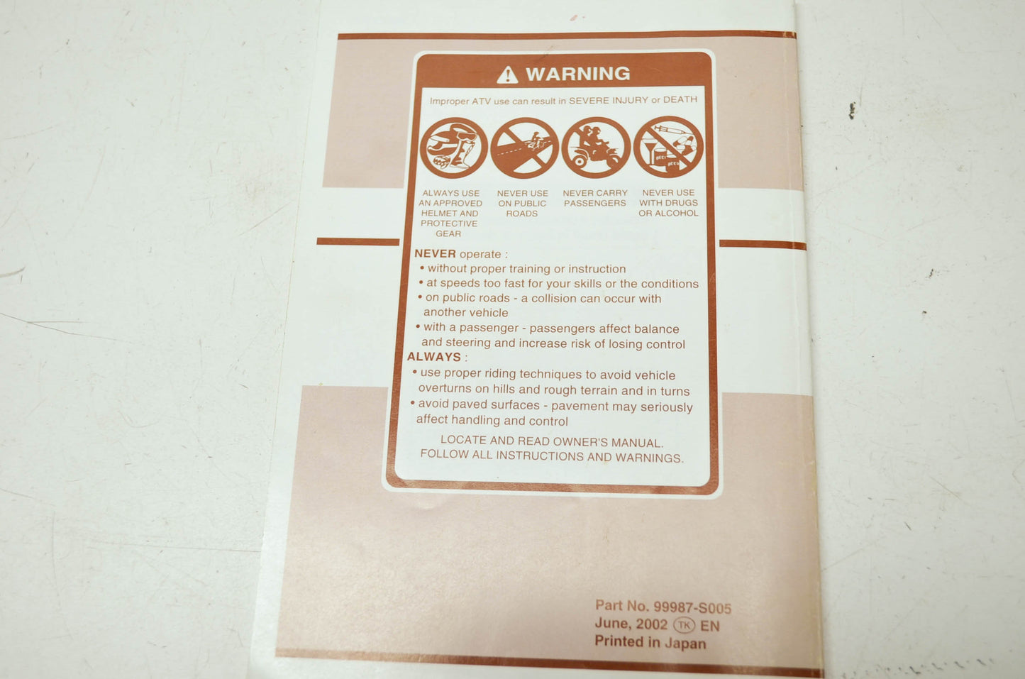 Kawasaki KFX400 Owner's Manual