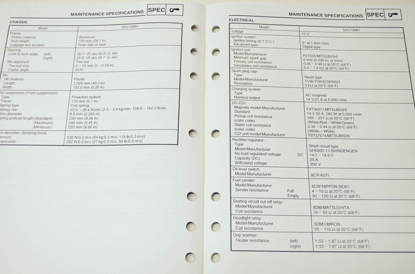 OEM Yamaha LIT-12618-02-27 SXV70MH Service Manual Supplement