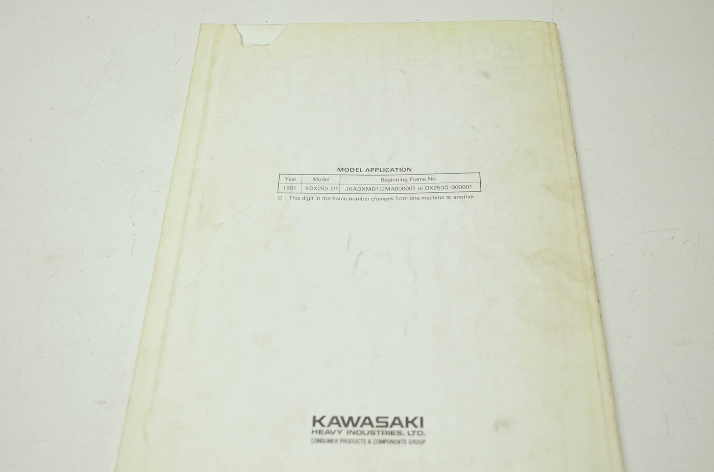 OEM Kawasaki 99924-1143-51 Service Manual Supplement KDX250D